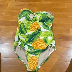 Kona Sol Tropical Green and Orange One Piece Swimsuit